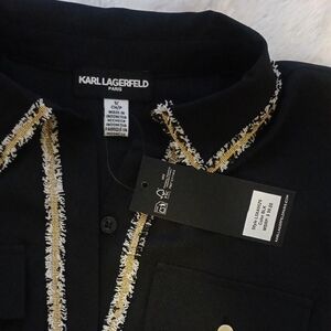 Karl Lagerfeld Black Top with Gold and Cream Accents